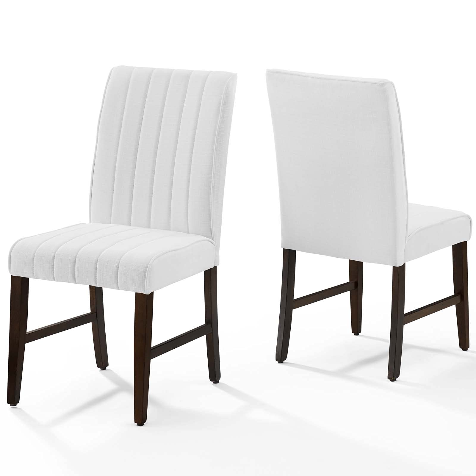 Modway Motivate Channel Tufted Upholstered Fabric Dining Side Chair, Set Of 2, White